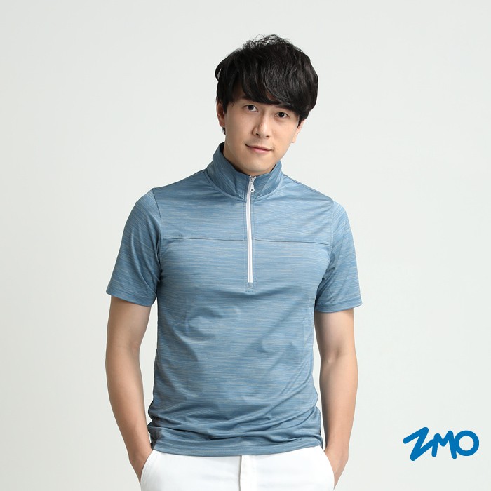 【ZMO】男木醣醇涼感立領短袖Polo衫-土耳其藍