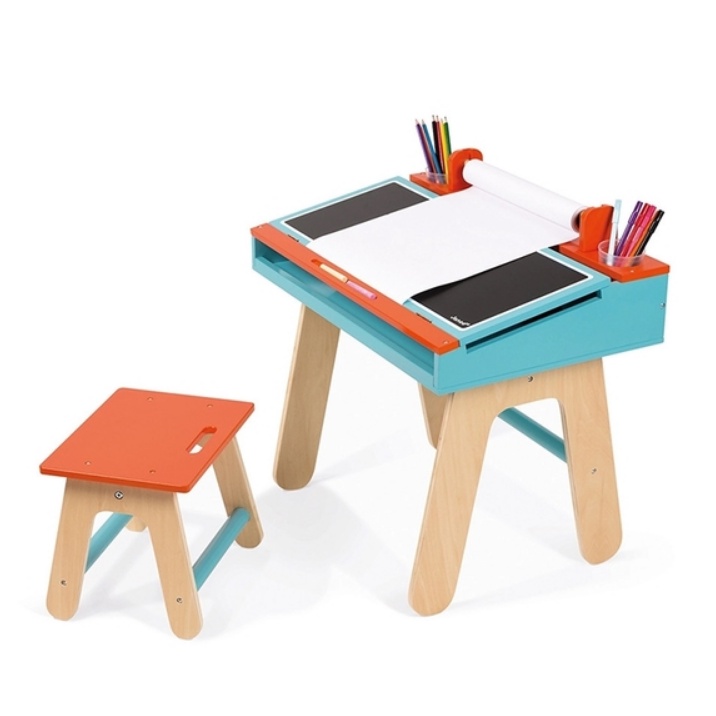 【正版】法國 Janod兒童學習畫桌組/畫畫 (橘藍/粉紅)