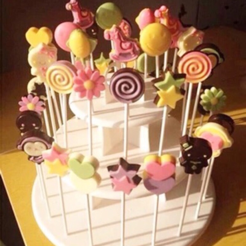 ✿禎巧妙✿ 生日派對party裝飾杯子蛋糕 棒棒糖架 婚禮 巧克力 甜品檯 蛋糕盤三層塑料棒棒糖西點展示架可拆