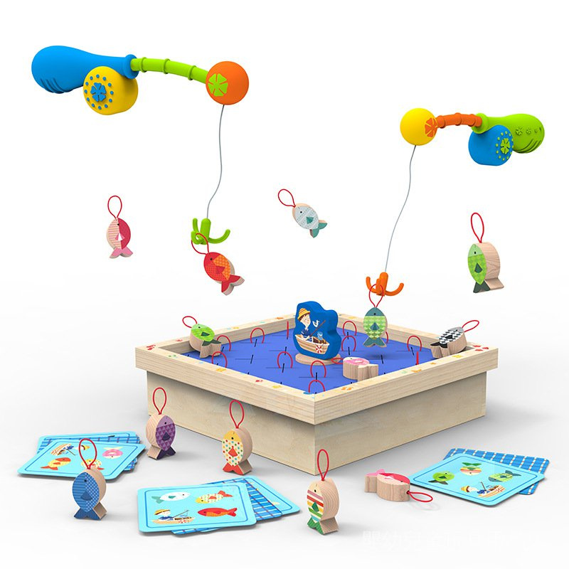二合一釣魚記憶遊戲 兒童記憶棋 專注力玩具 開發記憶玩具 訓練早教積木 木製玩具 vOEt 【免運現貨】