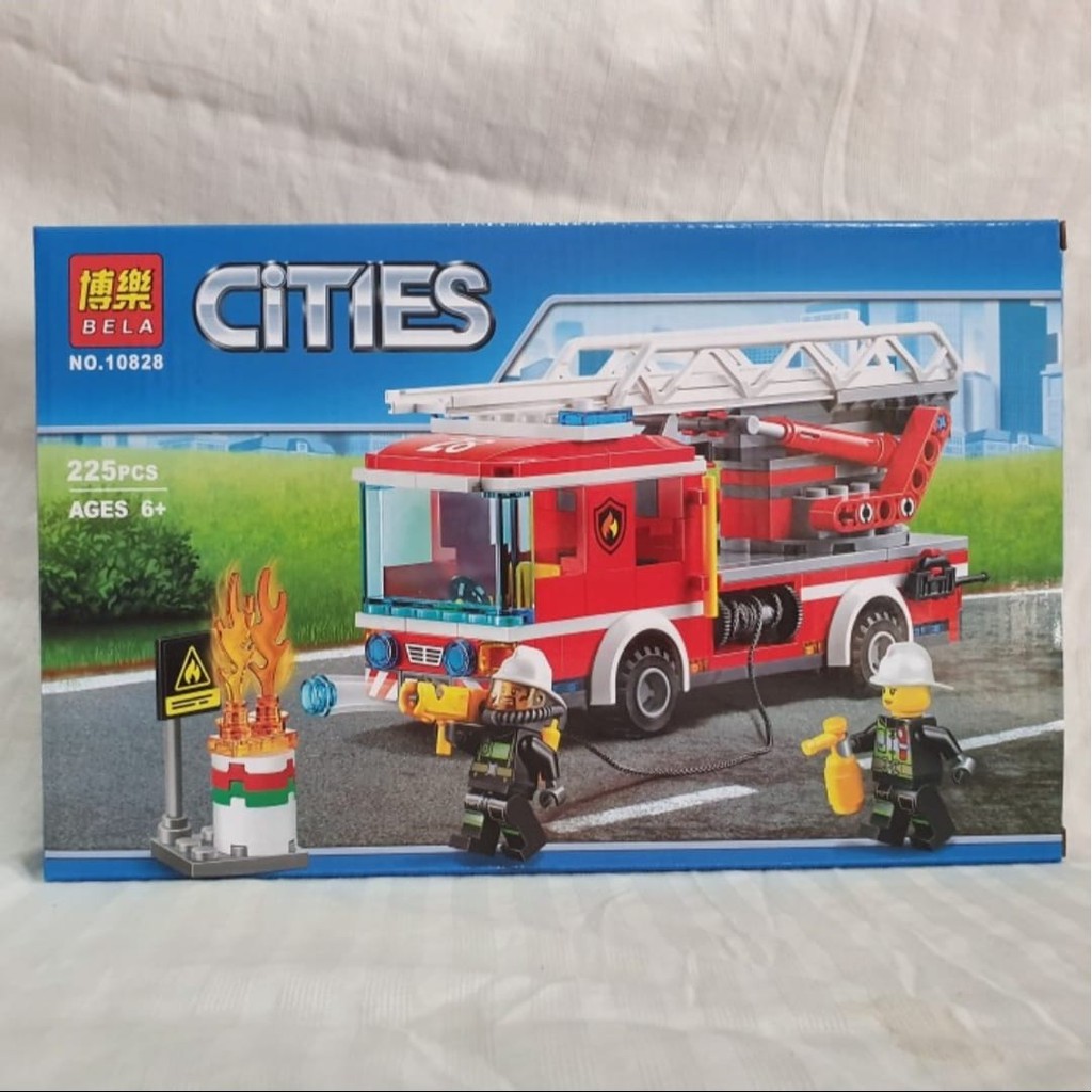 樂高玩具城市消防車梯車貝拉