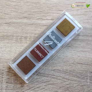 現貨 日本 月貓 Tsukineko Delicata 四合一 金屬色印台/金色 銀色 古銅色 玫瑰金 印泥 de -隔