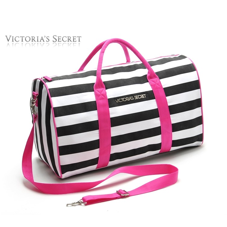 維多利亞的秘密Victoria's Secret 健身包 旅遊海灘手提 帆布側背包 [條紋]♥目前預購期約12天