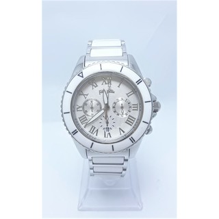 【Jessica潔西卡】時尚設計品牌錶 Folli Folli (芙麗芙麗 )經典款白色陶瓷三眼計時錶