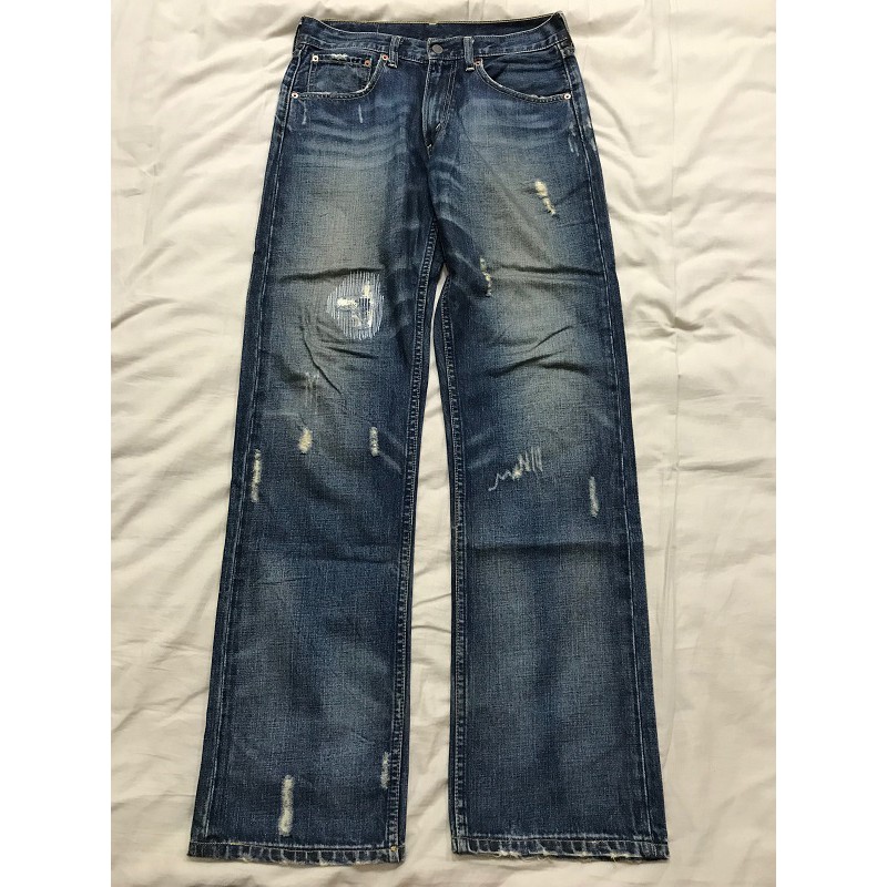 8成新 Levi's 503 寬直筒刷破牛仔長褲 W30L34 100%棉