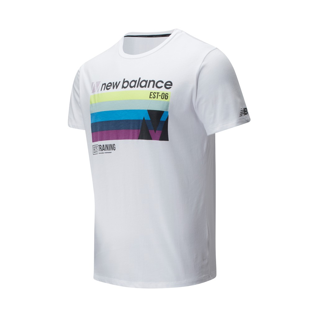 New BalanceDry男款白色科技棉感印花短袖上衣-NO.AMT01071WB