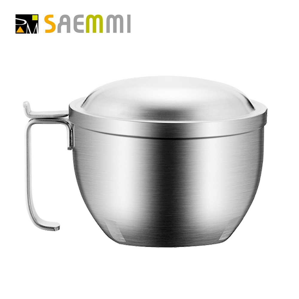 SAEMMI 304不鏽鋼可攜式雙層隔熱碗/泡麵碗/304不銹鋼/附蓋/湯碗/便當碗/關注禮-台灣製造