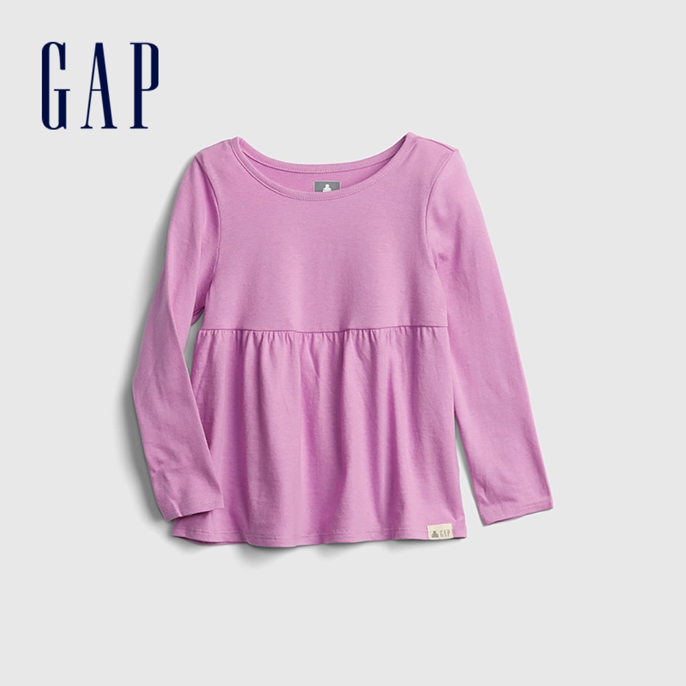 Gap 女幼童裝 印花長袖T恤 布萊納系列-紫色(732582)