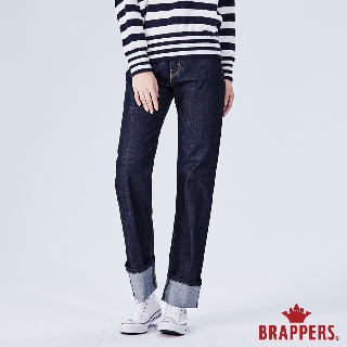 BRAPPERS 女款 Boy friend系列-中高腰彈性直筒褲-深藍