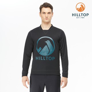 【Hilltop山頂鳥】男款POLYGIENE抗菌LOGO刷毛上衣 H51MJ3 黑美人