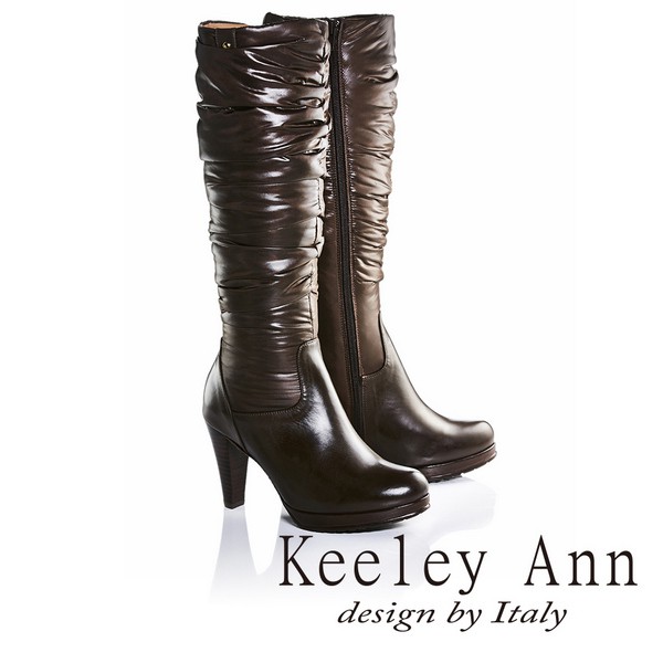 Keeley Ann 完美顯瘦輕柔羽絨拼接真皮高跟長靴(6890131)