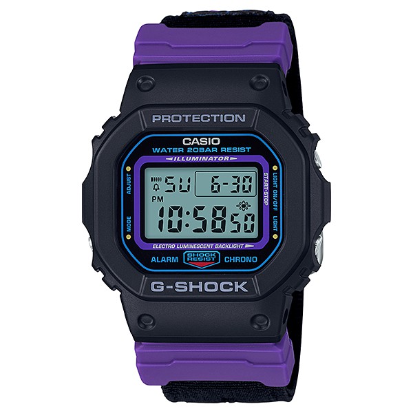 CASIO G-SHOCK 特殊色方框帆布錶帶電子錶DW-5600THS-1