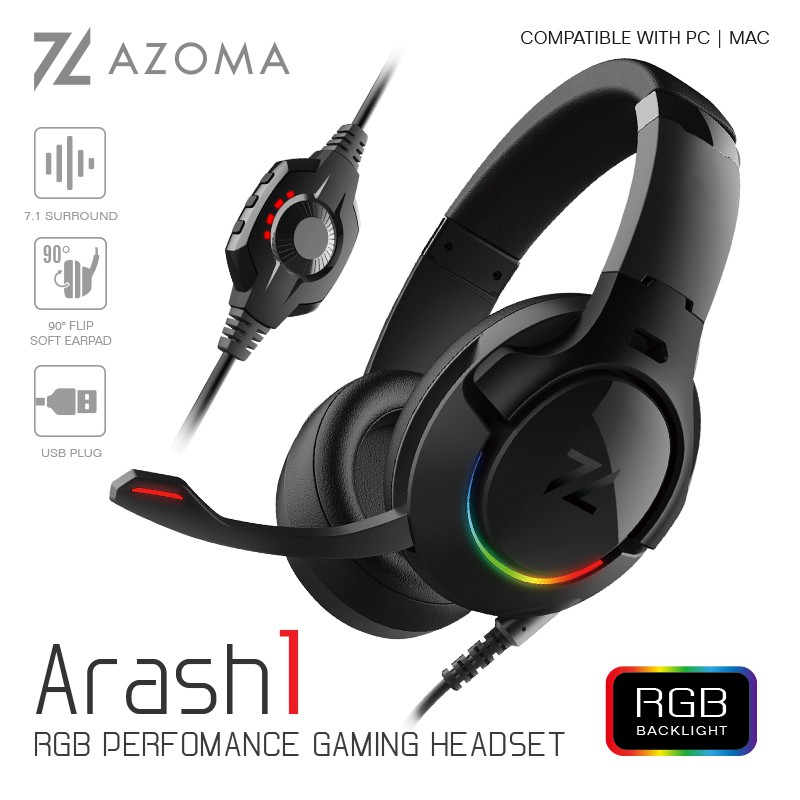 AZOMA ARASH1 RGB 頭戴式耳機 電競耳機 麥克風  耳罩式 現貨 廠商直送