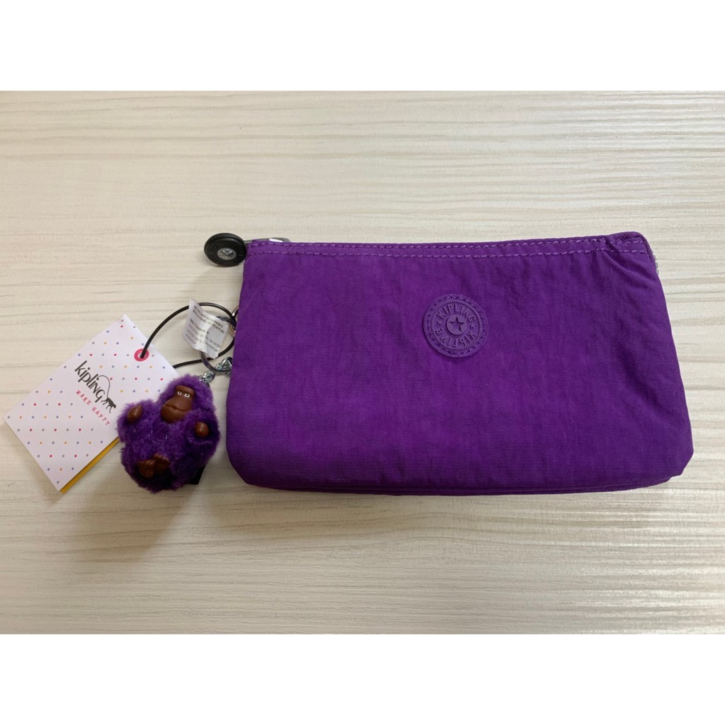 美國購買 kipling三層手拿包化妝包零錢包 紫色 (出清)