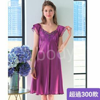 🌷蕾妮塔塔🌷 全系列精品專賣/ ( 75048 ) 超柔軟彈性珍珠絲高雅蕾絲洋裝睡衣
