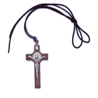 木質金屬基督十字架項鍊宗教首飾