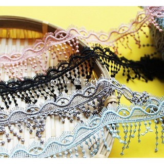 《iAsa愛莎の》手作材料✂波點流蘇滌光絲手作DIY水溶刺繡蕾絲花邊洋裝配件寬4cm