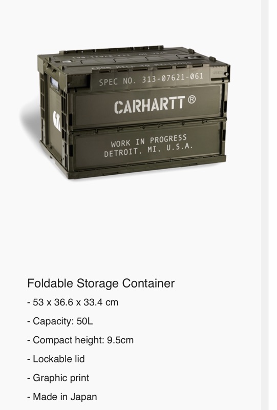 完售》台灣公司貨19FW Carhartt WIP Foldable Container 折疊收納箱軍事塗裝| 蝦皮購物