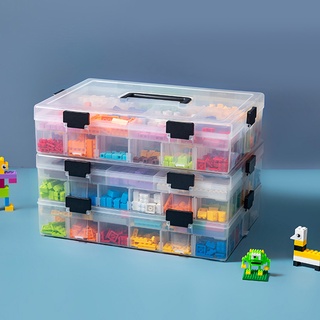 樂高積木收納盒兒童lego玩具大小零件顆粒手提分類分層桌面文具手帳膠帶工具整理透明分格收納箱