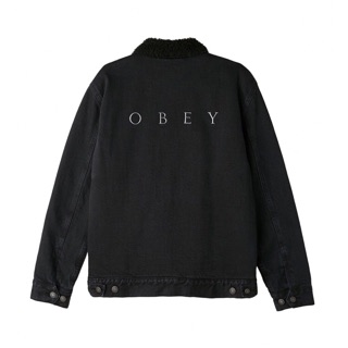 全新 現貨 Obey division denim sherpa jacket 洗舊 丹寧 牛仔 夾克 外套 鋪毛 保暖