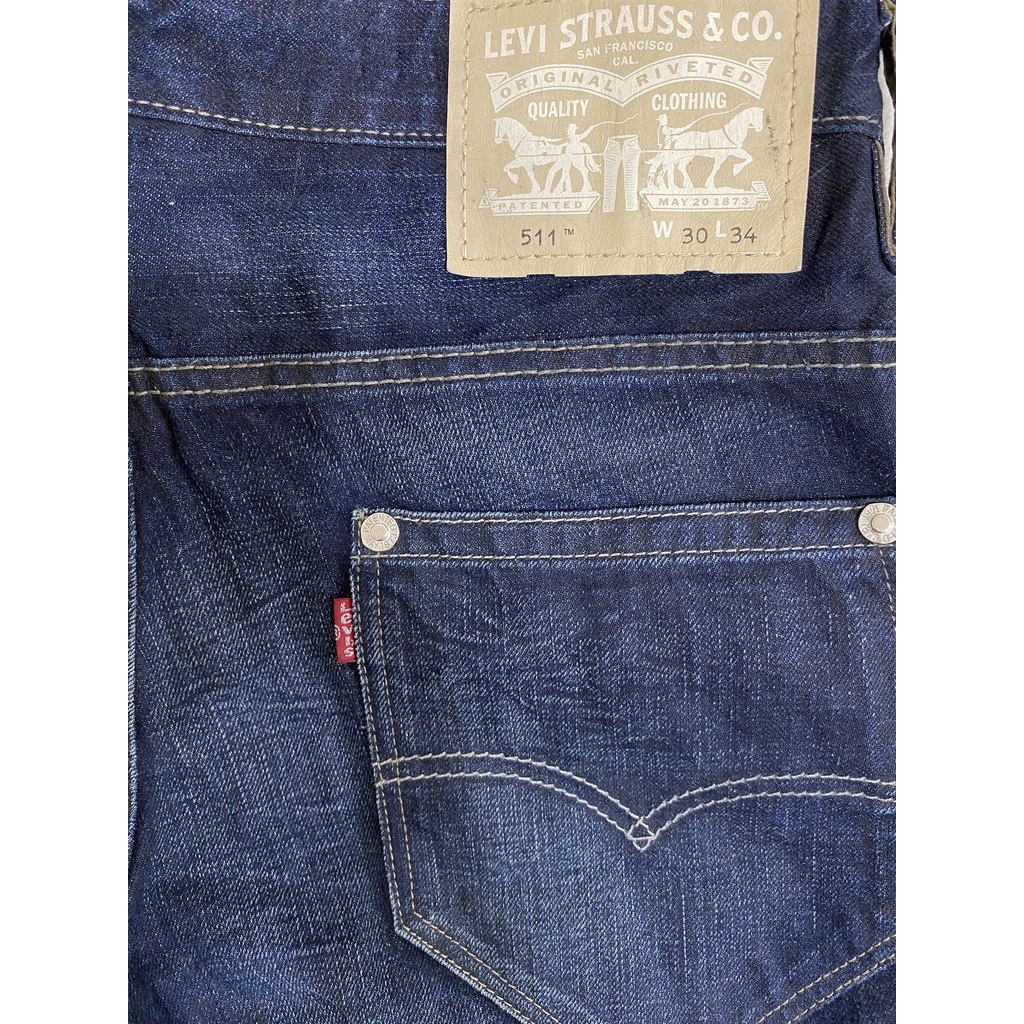 近全新正品Levis 511(W30)深藍刷紋窄管直筒牛仔褲