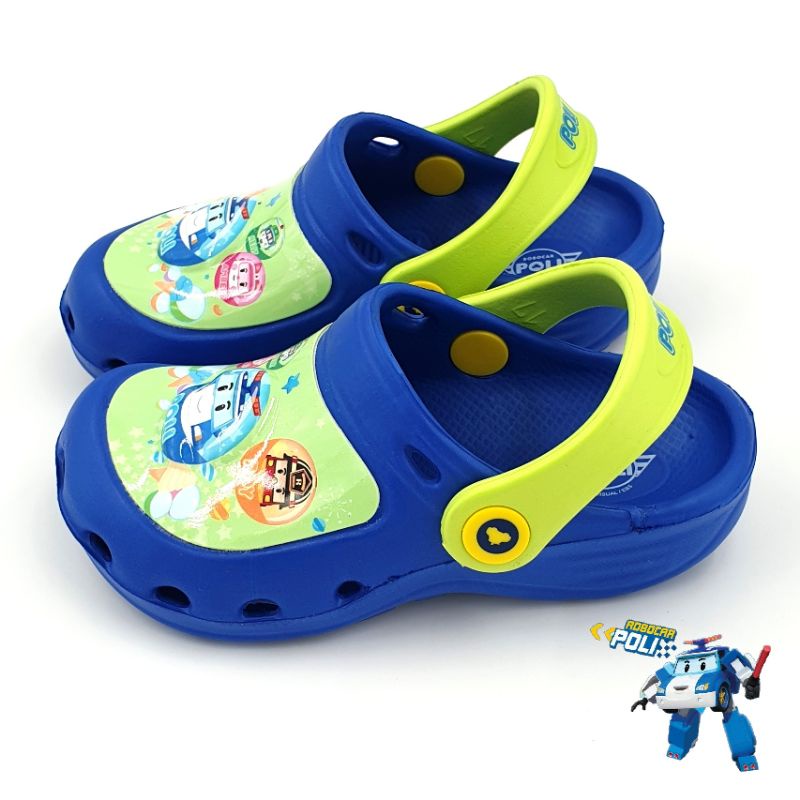 【米蘭鞋都】波力 POLI 安寶 羅伊 輕量 防水 兒童 電燈 布希鞋 園丁鞋 21436 藍 另有紅、粉色