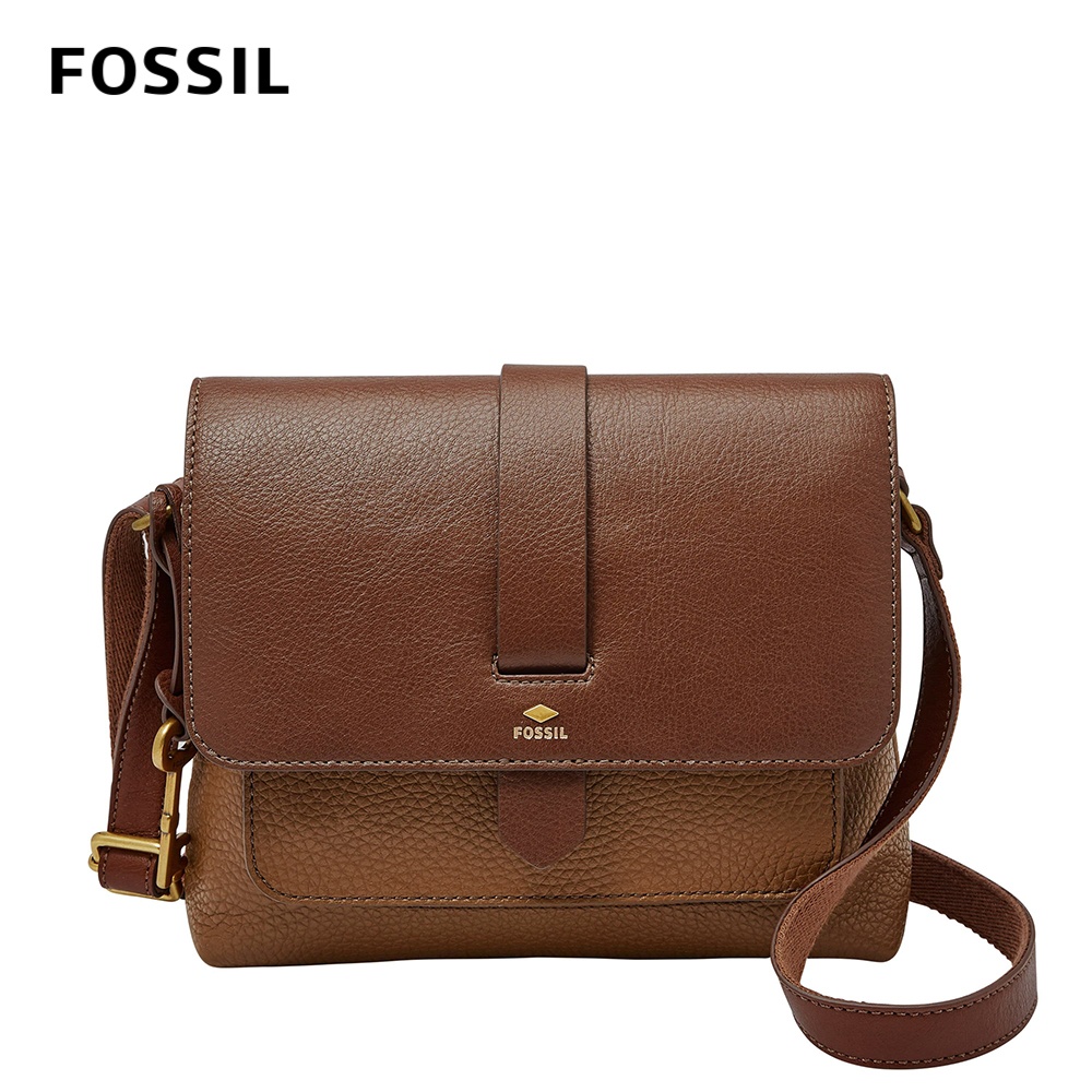 FOSSIL Kinley 真皮翻蓋方包-咖啡色 ZB7878200