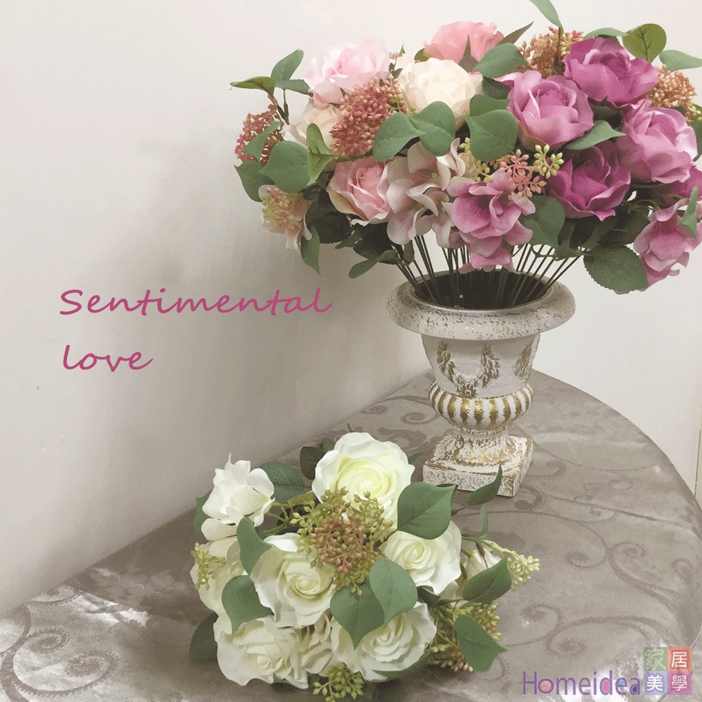 十二韓式繡球胭脂玫玫瑰花捧花材料拍攝道具景觀造景春季風格結婚喜慶裝飾用品人造花材 采泓家居美學 蝦皮購物