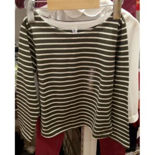 UNIQLO條紋船型領T恤上衣(長袖)，110~130碼