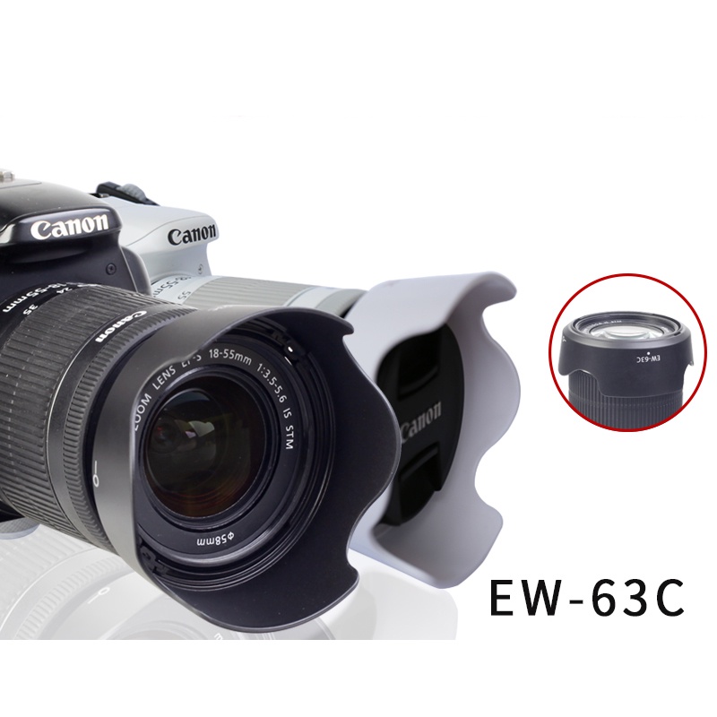 Bizoe EW-63C 遮光罩佳能 18-55 STM 鏡頭配件 EOS 700d 750d 760d 800D100