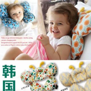 🐏全新現貨🐏外貿 韓國 蝴蝶枕 嬰兒枕頭 新生兒寶寶定型枕頭幼兒初生防扁頭 推車/安全汽座 多功能枕 純棉