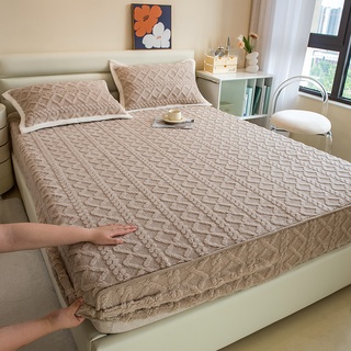 提花塔芙絨床包 冬季加厚法蘭絨單品床包 法蘭絨枕套 雙人床包 加大加厚床包 法蘭絨床單 特大床包 6*7尺寸