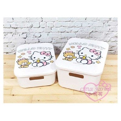 ♥小玫瑰日本精品♥Hello Kitty 小熊維尼 史迪奇 附蓋收納箱 2入組 置物箱 玩具箱 雜物箱~3