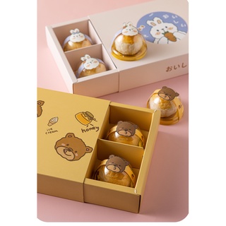 ☀孟玥購物☀可愛 小熊 小兔 6粒 牛軋糖 雪Q餅 手工餅乾 豆塔 蛋黃酥 創意禮盒 包裝盒 禮盒包裝盒
