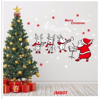 【生活小鋪】麋鹿與聖誕老人演奏系列_ 雪花 麋鹿 馬車 無痕 壁貼(JM807)