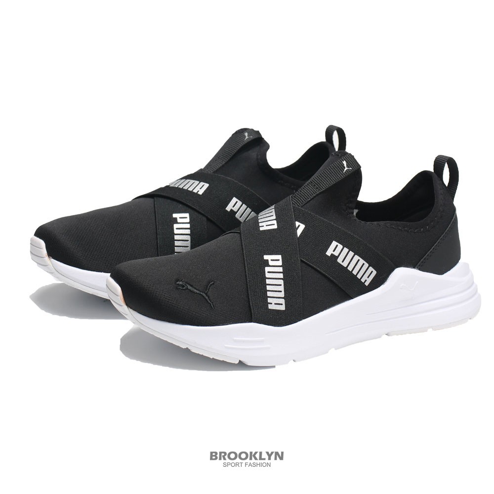 PUMA 休閒鞋 免綁帶 交叉 WIRED RUN SLIPON 黑色 輕量 女 (布魯克林) 38229901