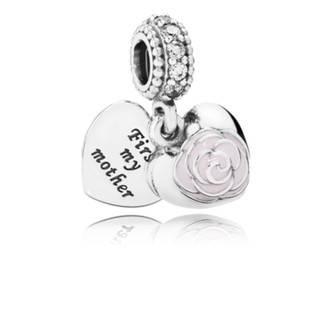 Pandora Mother's Rose Dangle Charm, Pink Enamel & Clear CZ