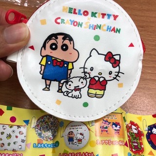 「現貨」日本帶回 大阪 限定 蠟筆小新X Hello Kitty 聯名 雙面 零錢袋 扭蛋