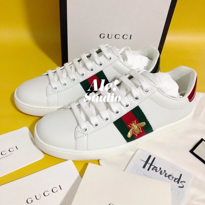 台灣現貨 英國代購gucci 蜜蜂鞋小白鞋eur 36 蝦皮購物
