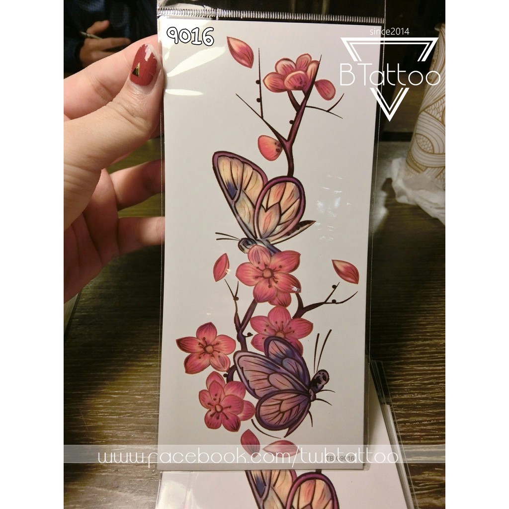 Btattoo 花系列蝴蝶花紋身貼蝴蝶刺青貼tbx 9016 蝦皮購物
