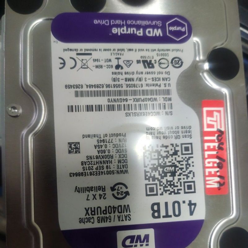 WD紫標硬碟 4TB使用時數少.第2顆
