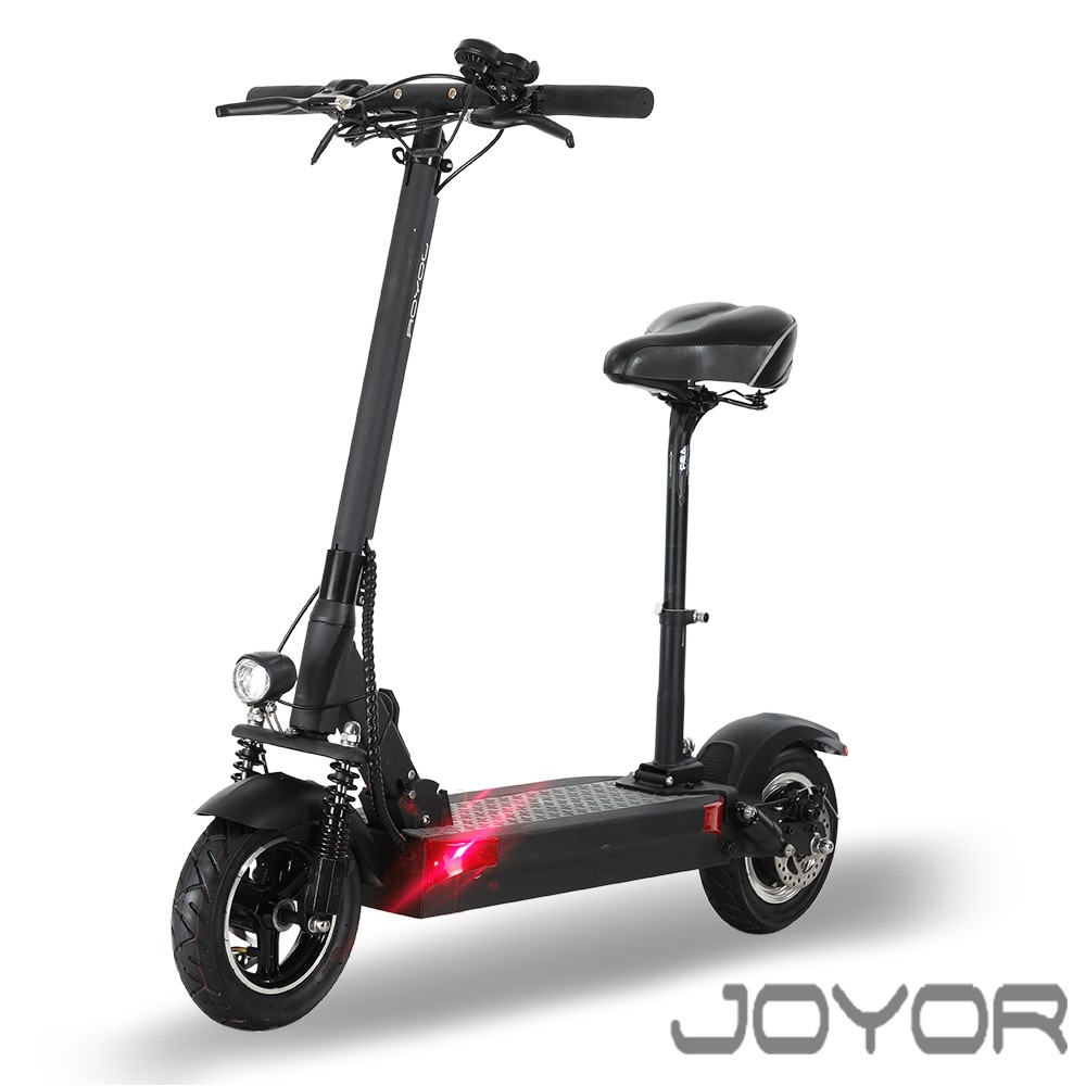 【JOYOR】EY-09A+ 48V鋰電 定速 搭配500W電機 10吋大輪徑 碟煞電動滑板車坐墊版(續航力80km)