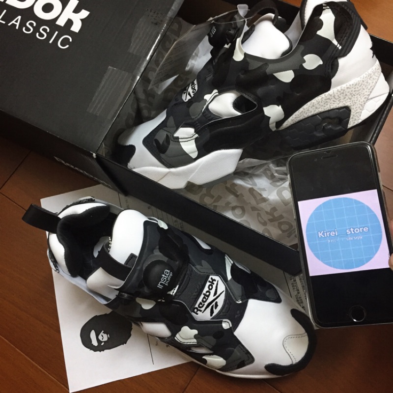 Reebok insta Pump Fury x Mita x Bape 黑白夜光迷彩 2016