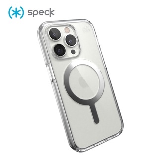 Speck iPhone 14 Pro Presidio Perfect-Clear MagSafe磁吸透明防摔殼-銀色