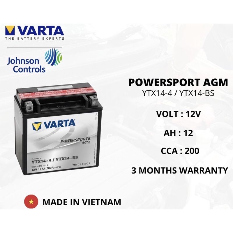 VARTA AGM YTX14-BS 輔助電瓶12AH 賓士BENZ輔助電瓶電瓶 CLA W169 W204哈雷電機車池