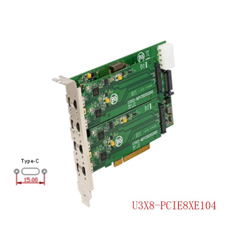 八通道(1端口x 8)USB 3.1 Gen 至PCI Express x8 Gen2主機卡U3X8-PCIE8XE10