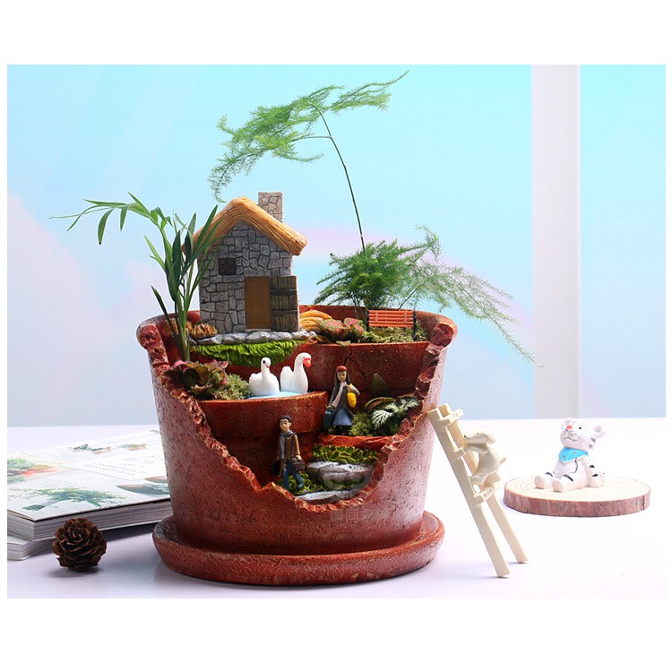 微景小舖 空中花園創意多肉花盆 單入 微景觀多肉植物苔蘚盆栽擺件diy花盆裝飾綠植微景觀創意花盆diy組盆