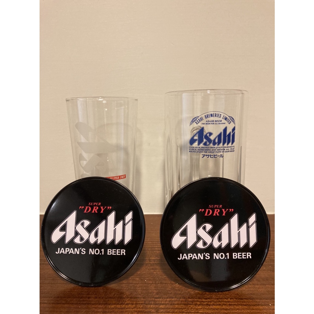 現貨🔥 Asahi 2款 經典 啤酒杯 造型杯墊 日本進口 朝日 握把杯 啤酒杯 玻璃杯 水杯 威士忌杯 asahi