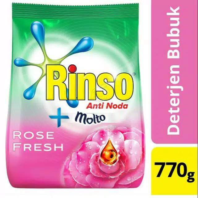 Rinso Detergen Bubuk Anti Noda Plus Molto Rose 770 Gram 洗衣粉