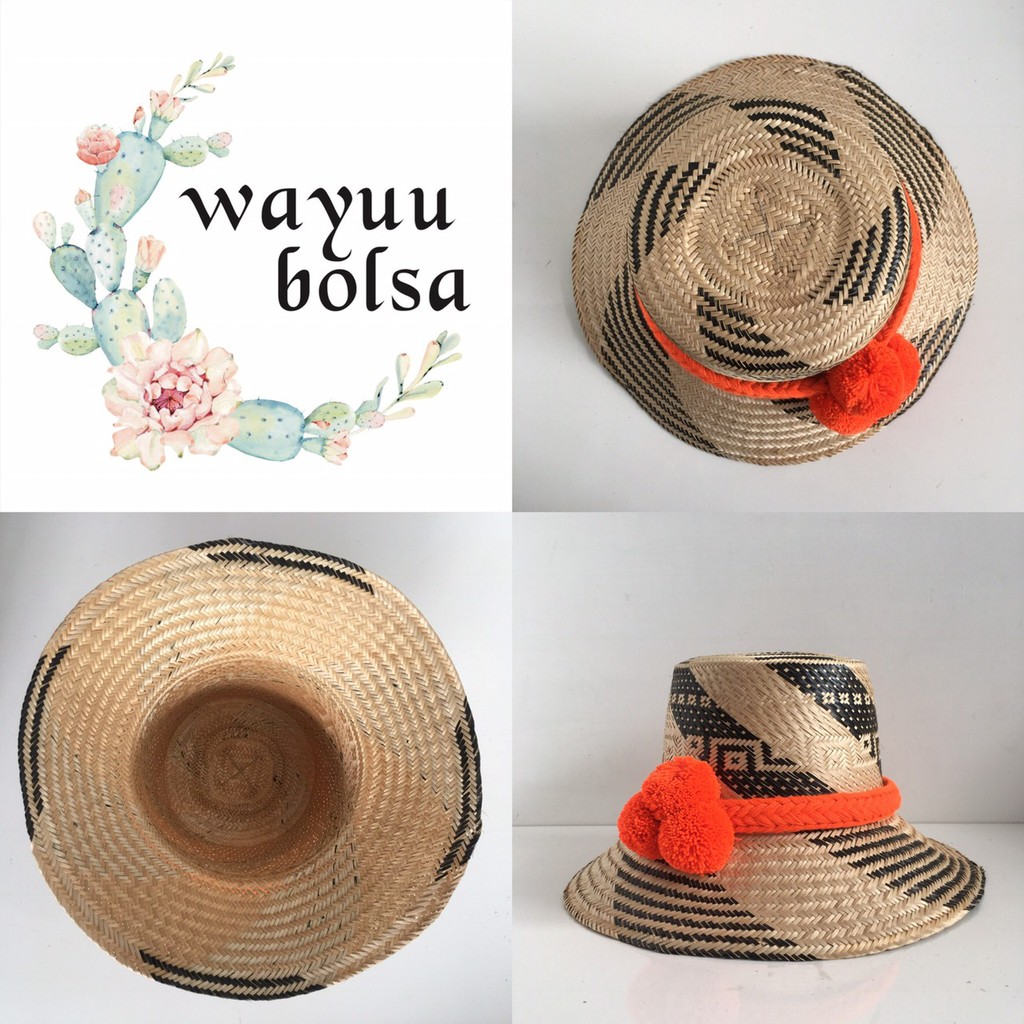 WAYUU BOLSA 三球球帽飾款草帽 (0500C) 獨家款 現貨哥倫比亞直送印地安瓦尤草帽 手工編織瓦尤帽飾